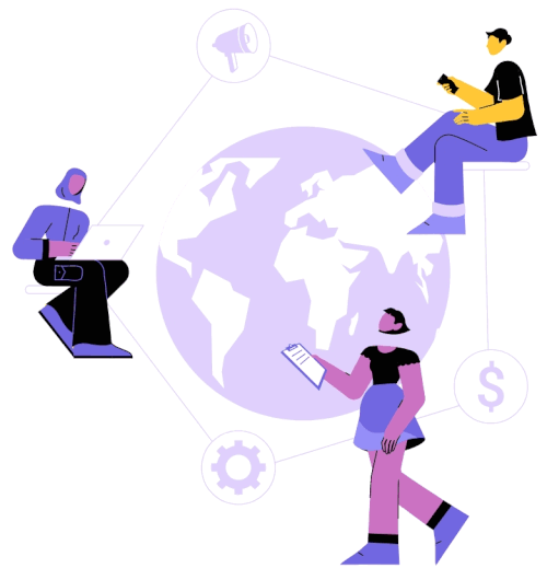 Animation of people saving on foreign exchange rates